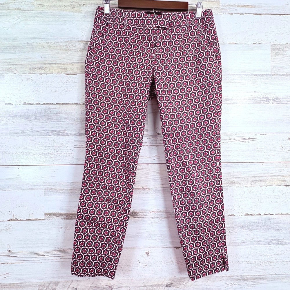Cynthia Rowley Geometric Print Cropped Ankle Pants Size 4 Pink White Black